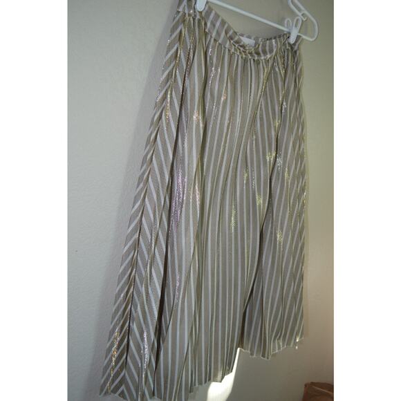 Grey Lab Accordion Pleat Skirt Midi Metallic Gold Size Medium - Picture 8 of 11